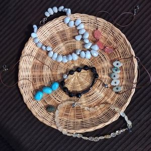 Semi Precious Lot of 5 Chokers & 1 Bracelet